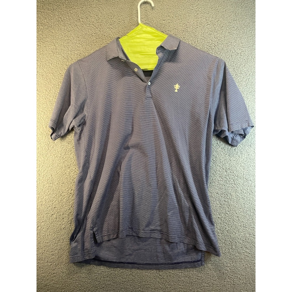 PETER MILLAR Mens Large Blue Striped Polo Shirt XL